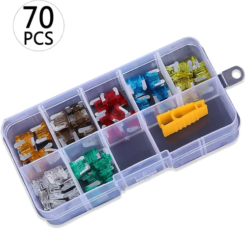 Miniatura 7 de Kit surtido de fusibles estándar de 70 piezas, 5A, 7.5A, 10A, 15A, 20A, 25A, 30A, mini fusibles de inserción coloridos para automóvil, barco