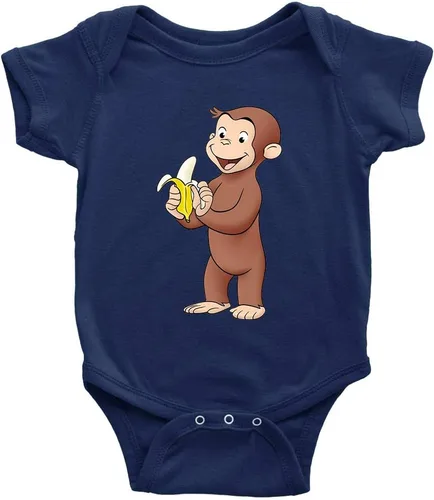 Migsrater Newborn Short Sleeve Romper Curious George Eat Banana Vintage Funny Bodysuits