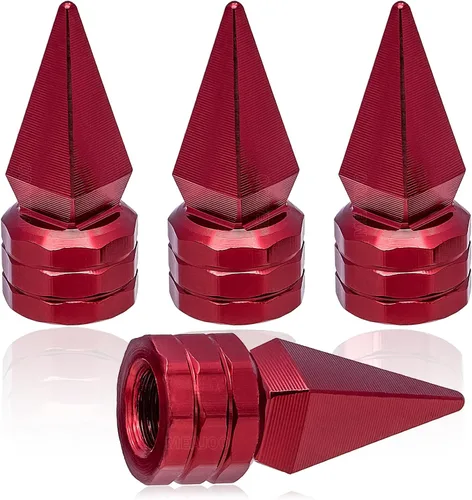 Miniatura 66 de 4 piezas de tapas de válvula de rueda con forma de punta, válvula de rueda de aleación de aluminio con punta, tapas de aire universales a prueba