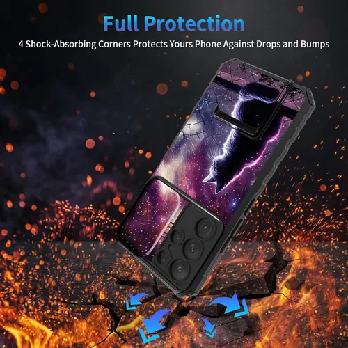 Miniatura 548 de Funda para Samsung Galaxy S22 Ultra 5G, Galaxy S22 Ultra con cubierta de cámara deslizante, funda resistente de doble capa con función atril Black