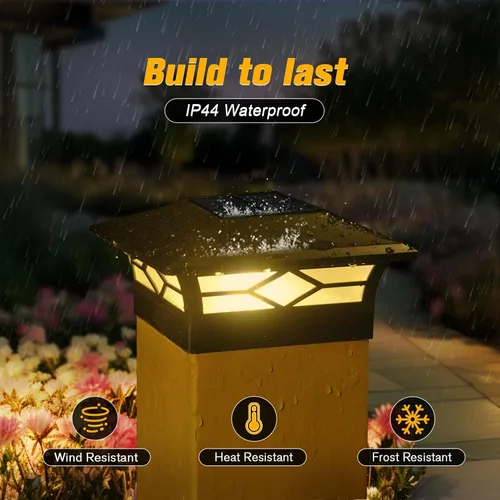 Miniatura 3 de Luces Solares para Tapas de Postes Exteriores Paquete de 4, Impermeables, Alimentadas por Energía Solar, Luces para Postes de Terraza y Valla