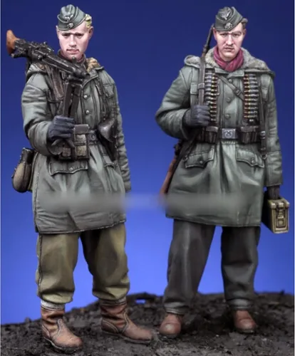 Miniatura 3 de Goodmoel Figuras de resina de infantería alemana de la Segunda Guerra Mundial 1/35 (2 personas), kit en miniatura de soldado sin montar y sin