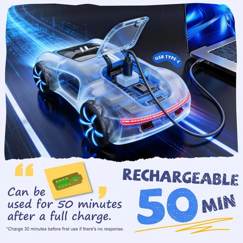 Miniatura 4 de AEROQUEST Coche de Control Remoto con Detección de Gestos, Coche de Acrobacias RC de Derrape con Luz, Spray y Sonido, 2.4GHz Juguetes de Coches RC