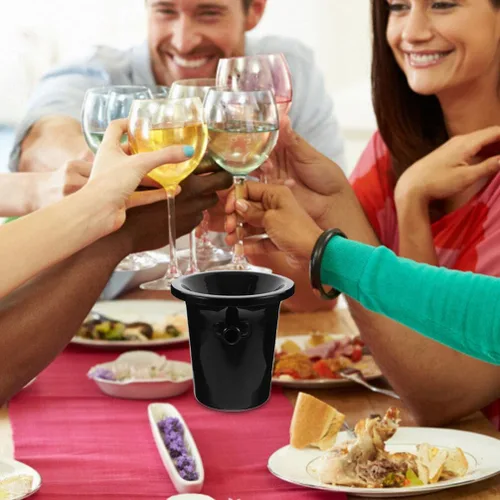 Miniatura 7 de Healifty Cata de vino Spittoon 2 piezas de cata de vino Spittoon Cubo de hielo negro con asas Cubos Spit Barriles de vino frío Barriles de vino Cubo