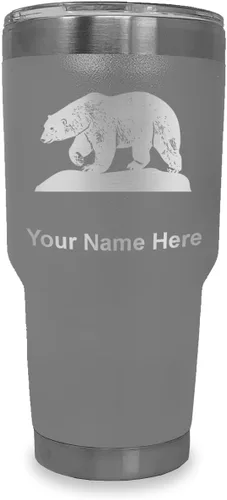 Miniatura 39 de LaserGram Vaso aislado al vacío de 20 onzas, oso polar, grabado personalizado incluido (negro)