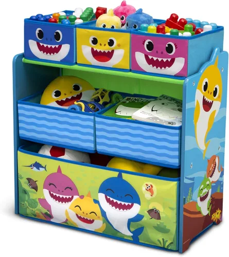 Miniatura 16 de Delta Children - Escritorio con silla y compartimento de almacenamiento + Organizador de juguetes para 6 contenedores con diseño de tiburón bebé