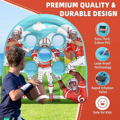 Miniatura 6 de Juego inflable gigante de lanzamiento de objetivos de fútbol de 6 pies, divertidos juegos de patio para interiores y exteriores para niños