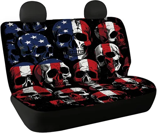 Miniatura 14 de AFPANQZ Funda protectora para asiento trasero de automóvil, con bandera patriótica estadounidense, solo para asiento trasero de automóvil, camión