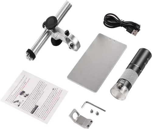 Miniatura 7 de Microscopio 4K con soporte profesional para iPhone Android PC, 50-1000X Microscopio digital USB endoscopio HD cámara para todos los teléfonos Gris
