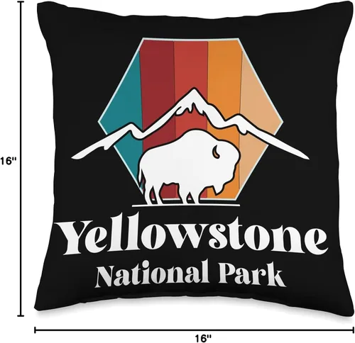 Miniatura 4 de Yellowstone Volcano National Park Wyoming Souvenir Yellowstone Mountain Buffalo National Park Wyoming - Almohada de recuerdo, 16 x 16 pulgadas
