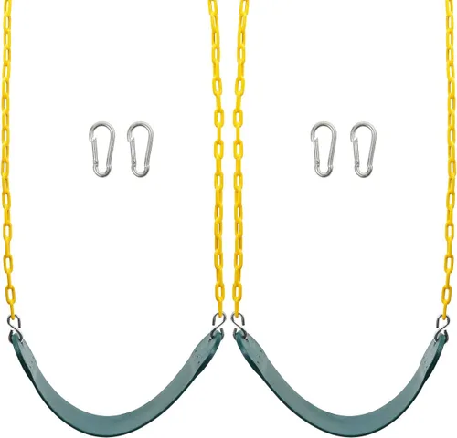 Sunnyglade Juego de 2 columpios resistentes con cadena de 66 pulgadas, accesorios de repuesto con ganchos a presión, soporta 250 libras (2, verde)