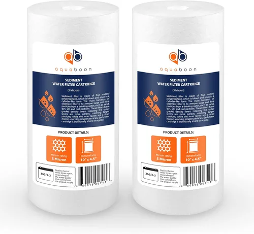 Aquaboon Filtro de Repuesto de Sedimentos de Agua de Pozo de 5 Micrones 10 x 4.5 Cartucho de Filtro de Agua para Toda la Casa Compatible con