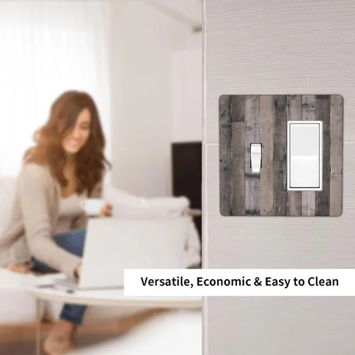 Miniatura 433 de Placa Decorativa de Pared de Granja Rústica con Cuerno de Madera para Puerta de Granero 1 Banda Duplex Cubiertas de Toma Eléctrica Soltera