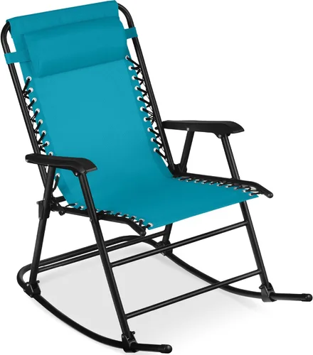 Miniatura 11 de Best Choice Products Silla mecedora plegable para exteriores, Silla de gravedad cero, Silla balancín para patio con reposacabezas, color rojo carmesí