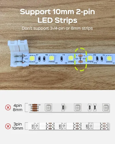 Miniatura 4 de JACKYLED Conectores de tira LED de 2 pines de 0.394 pulgadas para tiras de luces LED, kit total de 22 conectores de esquina para extensión