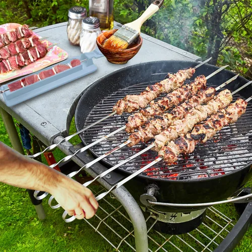 Miniatura 6 de Molde para Hacer Kebab Plástico Prensa para Pinchos de Carne Herramienta para Hacer Kebab Barbacoa (Gris)