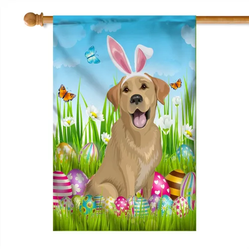 Miniatura 5 de Beagle Happy Easter Day Holiday Flag Funny Dog Wear Bunny Ears Headband Cute for Home Decor (12" x 18") USA Garden Flag Premium Decorative Yard