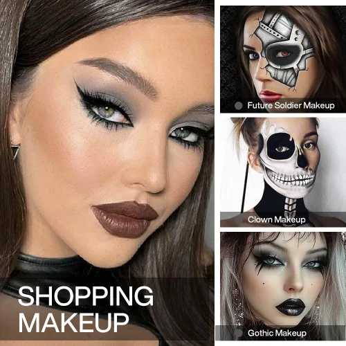 Miniatura 4 de DE'LANCI Sombra de ojos gris oscuro mate, paleta de sombra de ojos gris mate individual de larga duración maquillaje de ojos grises naturales