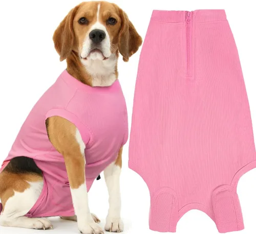 Miniatura 21 de Traje de Recuperación Wabdhaly para Perros, Traje de Cone de Perro con Cremallera Alternativa para Cirugía de Esterilización Femenina, Traje