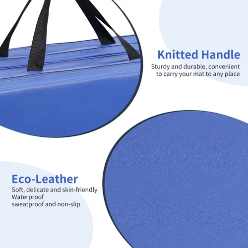 Miniatura 5 de ZENOVA Tapete de yoga plegable, tapete de gimnasia de 2 pulgadas de grosor para hombres y mujeres, tapete de gimnasio con asa para yoga, pilates