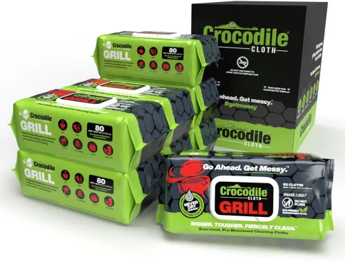 Miniatura 8 de Crocodile Cloth Grill - 80 toallitas de limpieza a base de plantas (15 x 10 pulgadas). Seguras en la piel y en múltiples superficies. Infundidas