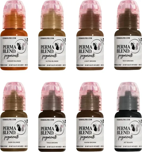 Miniatura 12 de Perma Blend Pigmento de tinta de tatuaje de cejas rubio jengibre, suministros profesionales de microblading para cejas, botella de 1/2 oz