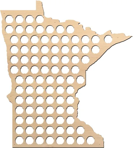 Miniatura 10 de Mapa con tapas de cerveza, 50 estados, Madera