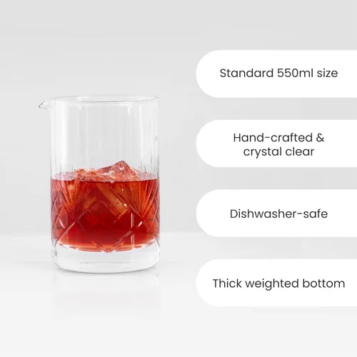 Miniatura 3 de A Bar Above Vaso mezclador de cóctel, jarra agitadora de cristal Botanica, base gruesa con peso para agitación estable, mezclador de bebidas de 18