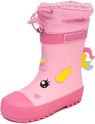 London Fog Toby Botas de lluvia y nieve para niños pequeños, botas de nieve de invierno impermeables aisladas para niños pequeños, tallas de niños