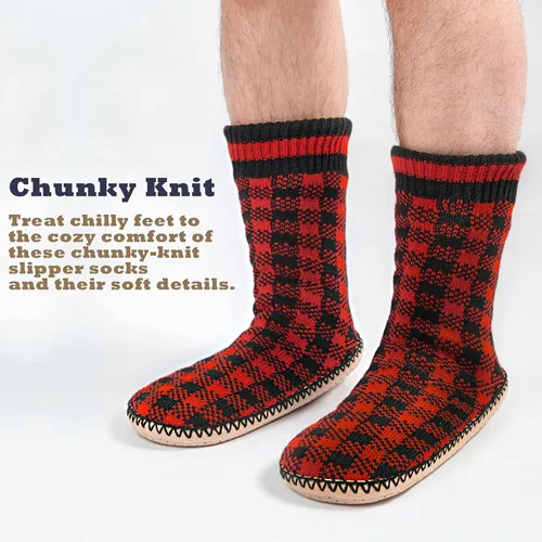 Miniatura 2 de Cozylook Calcetines tipo pantufla para hombre, con forro polar, suela antideslizante, para invierno, suaves, gruesas, acogedoras, cálidas, peludas