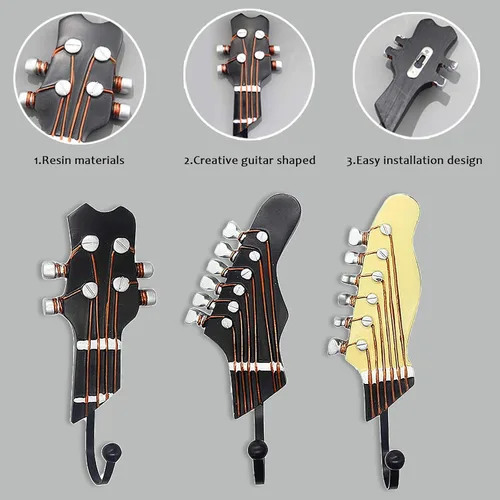 Miniatura 4 de Regalos para amantes de la música, decoración de música de guitarra, ganchos decorativos para colgar en la pared, ropa, abrigos, toallas, llaves