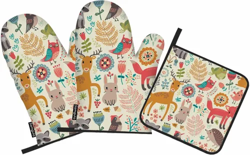 Miniatura 17 de Juego de manoplas de horno y soportes para ollas de hojas verdes, palmeras tropicales, exóticas, resistentes al calor, 3 piezas para cocinar