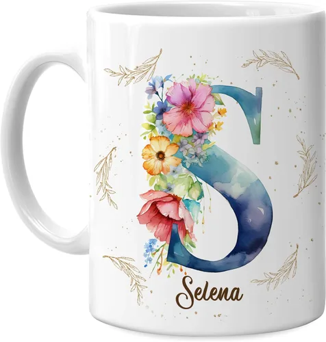 Miniatura 20 de Hyturtle Taza de café personalizada con inicial con nombre, monograma de cumpleaños, regalos de Navidad para niñas y mujeres, letra A del alfabeto