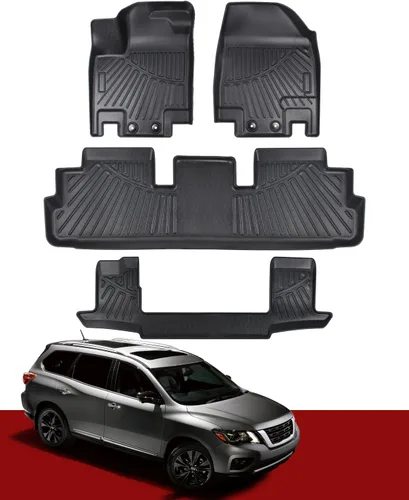 Miniatura 8 de Alfombrillas de suelo y maletero SHINJEW compatibles con Nissan Pathfinder 2022-2024 2025 (modelos de 7 pasajeros), revestimientos de piso de TPE