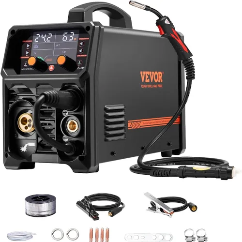 Miniatura 10 de VEVOR Soldador MIG, Máquina de Soldadura MIG Sinérgica de 160A, Máquina Soldadora Multiproceso 4-en-1 MIG con Gas/MIG con Núcleo
