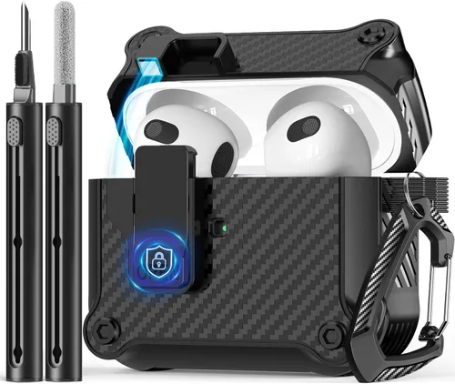 Miniatura 35 de Pohgelan - Funda compatible con AirPods Pro 2ª/1ª (azul) Cerradura magnética automática con kit de limpieza, compatible con Magsafe