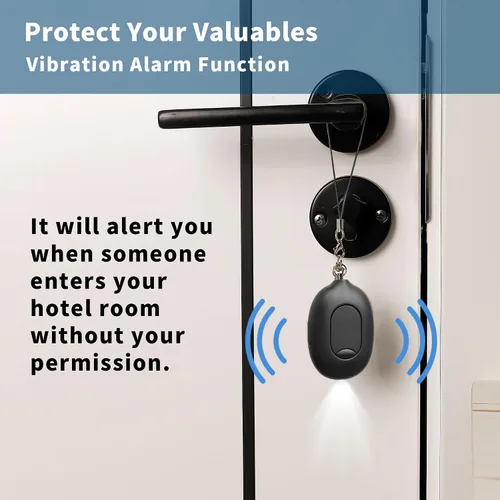 Miniatura 2 de Door Stop Alarms for Travel, 130dB Loud Portable Vibration Sensor with LED Flashing, USB Rechargeable Security Alarm for Travel Hotel Home