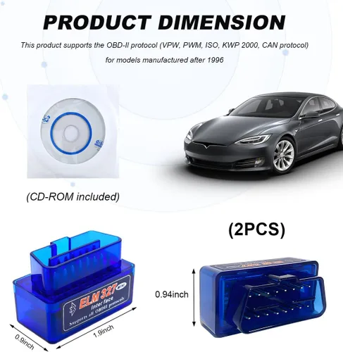 Miniatura 2 de ELM327 OBDII - Escáner de diagnóstico automático para automóvil, mini herramienta de escaneo Bluetooth profesional, lector de código de falla
