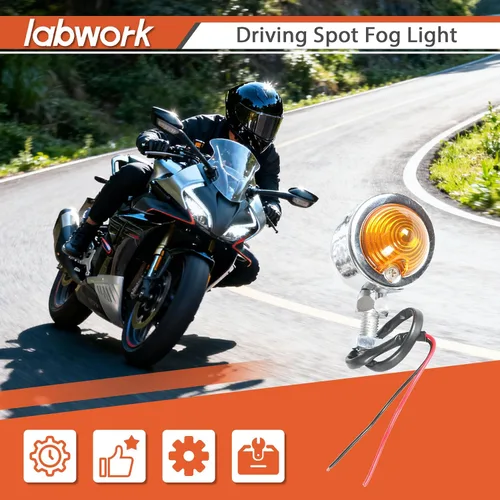 Miniatura 2 de labwork Barra de luz antiniebla direccional para motocicleta con soporte y señal de giro Cromo