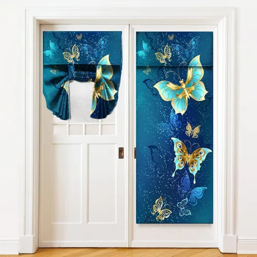 Miniatura 63 de Cortinas de puerta negras y rojas para ventanas de puerta, estampado de leopardo y cebra, cortinas de ventana para puerta de vidrio francesa