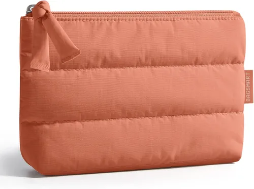 Miniatura 19 de BAGSMART Pequeña bolsa de maquillaje, neceser portátil esponjoso con cierre de cremallera con encanto, organizador de viaje resistente al agua