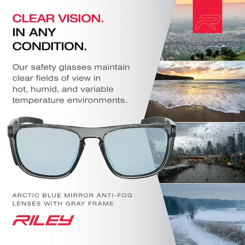 Miniatura 3 de Riley Navigator X - Gafas de seguridad antivaho, resistentes a los arañazos y a los impactos y bloqueo UV, marco completo ligero para el trabajo, al