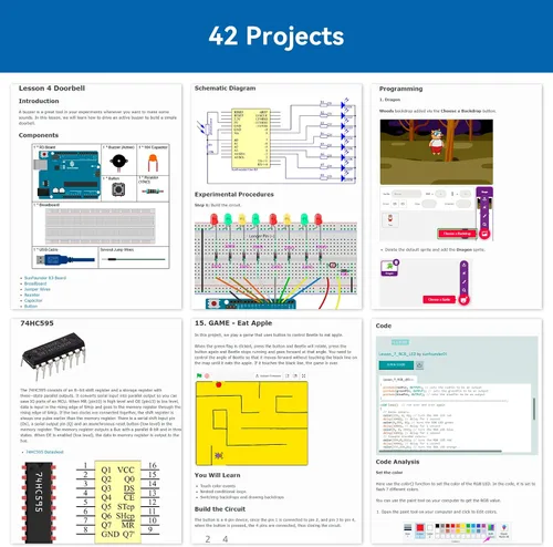 Miniatura 5 de SunFounder Kit de inicio completo de proyecto compatible con Arduino UNO R3 Arduino IDE/Scratch Coding con 42 tutoriales detallados en línea