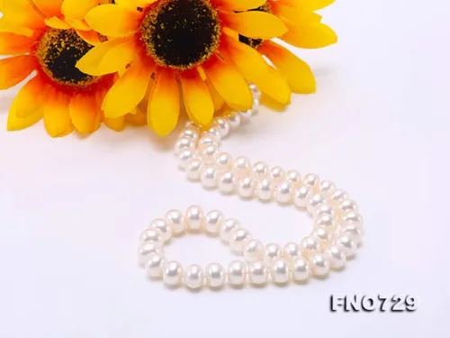 Miniatura 8 de JYX Pearl Collar largo 0.354-0.394 in plano redondo blanco perla de agua dulce collar suéter sin fin 32", Perla, Perla