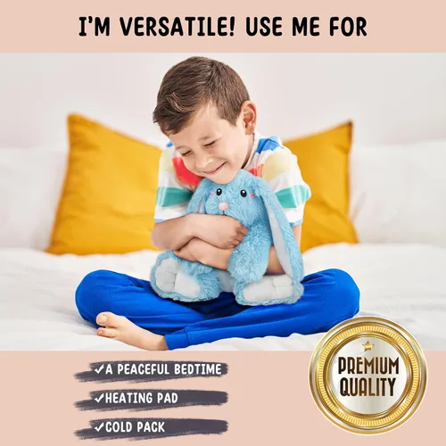 Miniatura 5 de Happy Fuel - Peluche de conejo para microondas, almohadilla térmica sin perfume de 1.5 libras, juguete suave y acogedor para relajación y comodidad