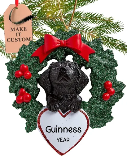 Adorno de perro de laboratorio negro personalizado 2026 | Adornos de Navidad personalizados para mascotas las 24 horas para árbol | Regalo de