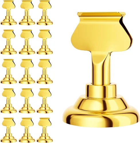 Miniatura 11 de Urban Deco Paquete de 16 soportes para tarjetas de número y lugar de mesa, soportes de acero de 1.7 pulgadas para fotos, letreros de alimentos, Cobre