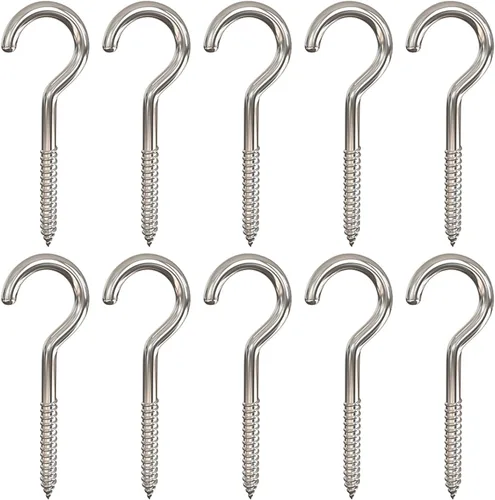 Miniatura 5 de Axe Sickle Gancho de tornillo grande resistente de 4 pulgadas Gancho de techo Gancho de taza de plata 10 piezas