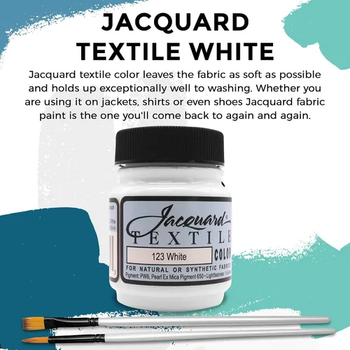 Miniatura 3 de Moshify Jacquard Products JAC1123 - Pintura de tela de color blanco, fabricada en Estados Unidos, 2.25 onzas, juego de pinceles incluidos