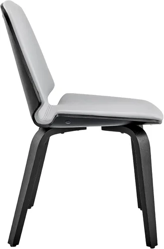 Miniatura 5 de Armen Living Brinley Mid Century - Silla auxiliar moderna de piel sintética gris y madera negra para comedor, mesa de cocina, escritorio, tocador